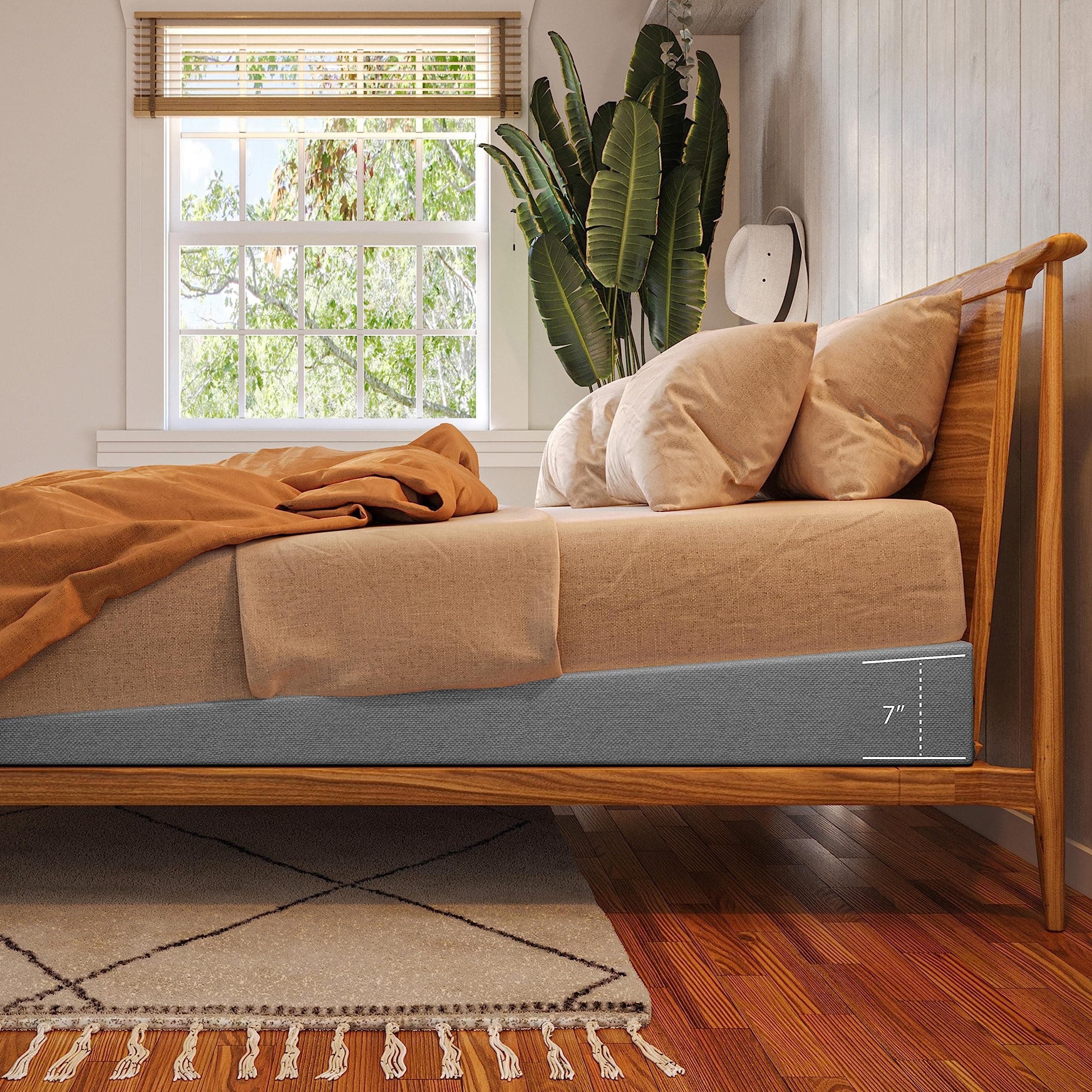 Avana Mattress Elevator with Polycotton Cover - Under Bed 7-Inch Incline Foam Lift, Multiple Colors, Twin Size