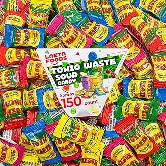 Toxic Waste Sour Candy | 1 Pound Bag - Approx. 150 Count | Apple, Watermelon, Lemon, Blue Raspberry, Black Cherry