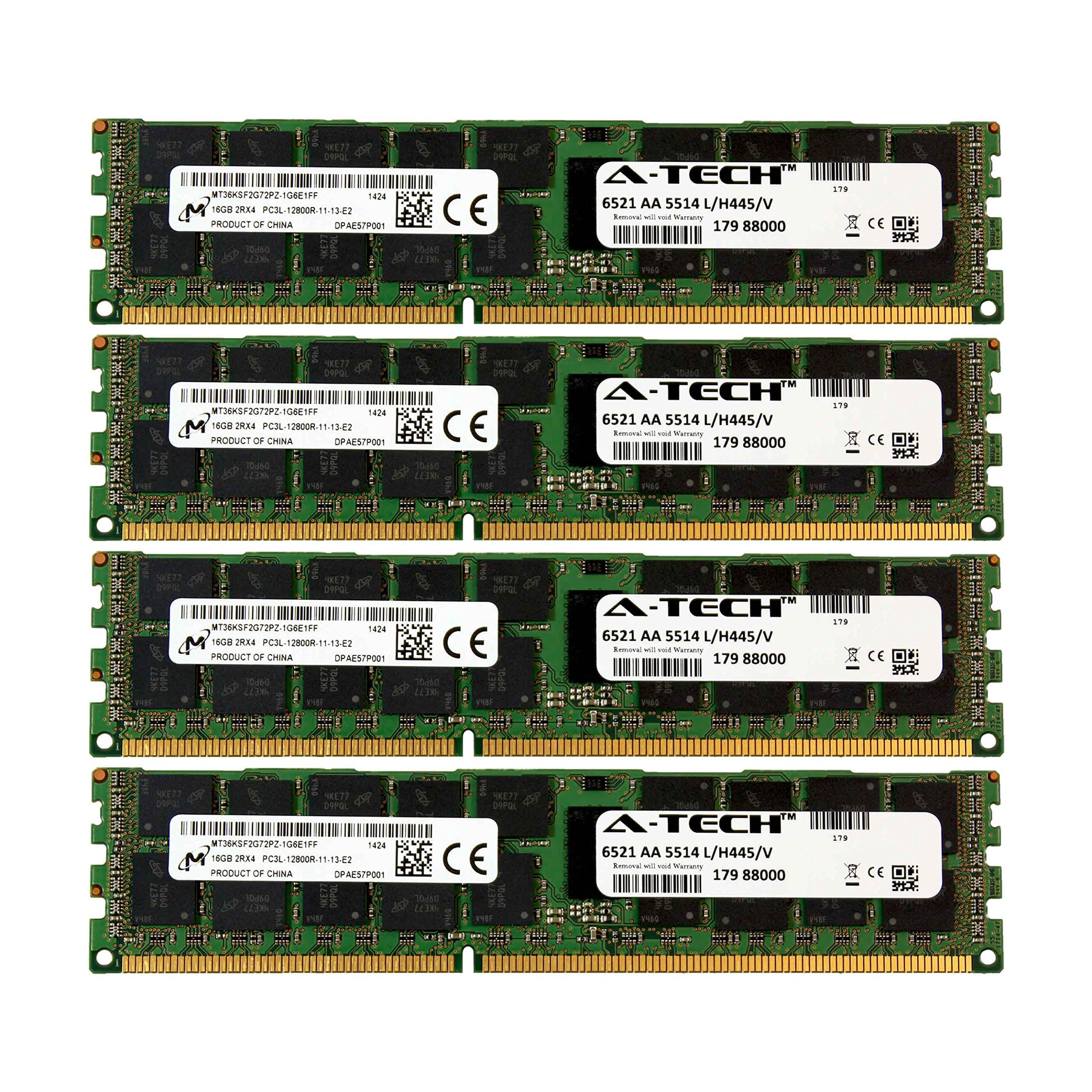 A-Tech Micron 64GB Kit 4X 16GB PC3-12800 1.35V for Dell Precision Workstation Snpp9rn2c/8g A2626072 A2626093 A2862069 A2862074 A3721482 T5600 T7500 T7600 T5500 T5600 T7500 T7600 T5500 Memory RAM