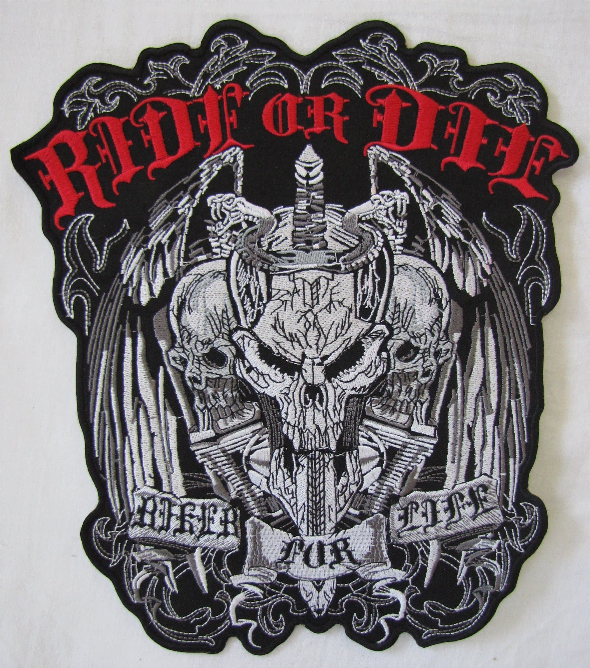 GOZO Extra Large Ride Or Die Biker For Life Motorcycle Biker Sew On Badge Patch 202