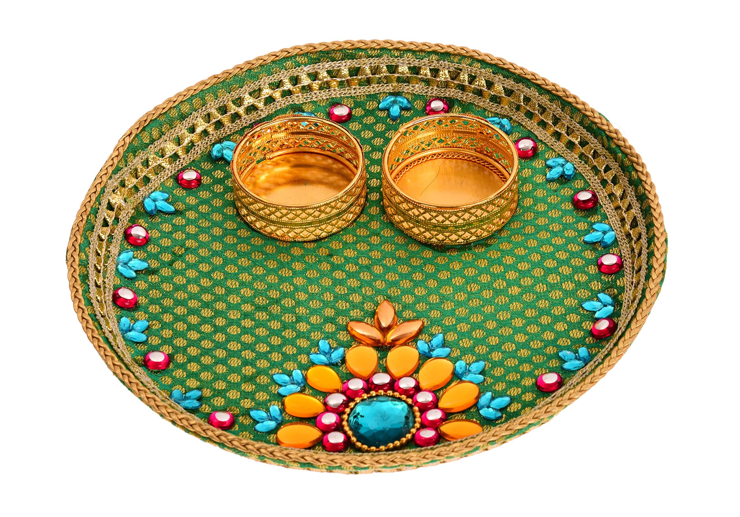 Daily Essentials Vintage Pooja Thali Model No. DE-Pooja Thali 0003 Multi Colour 8.5 inch