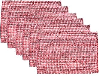 Urban Villa Set of 6 Placemats Red White Table Mats 100% Cotton Two Tone Place Mats,14''x 20'' Over Sized, Pack of 6 Every Day Use Heavier Quality
