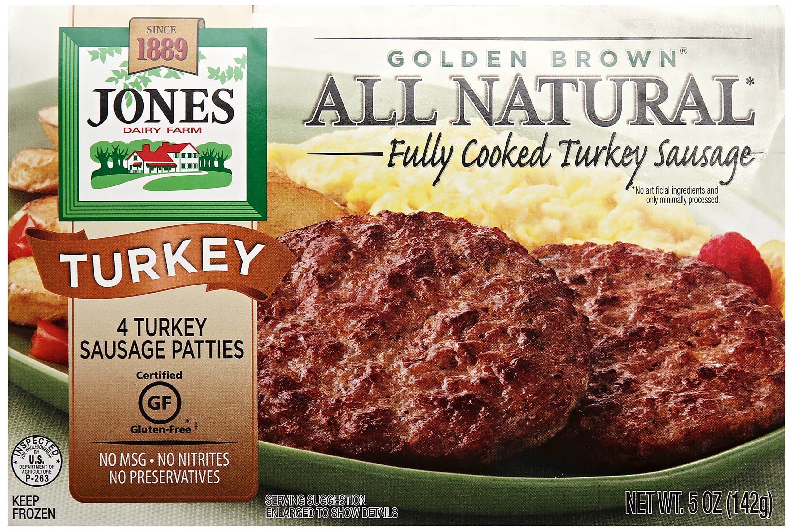 Jones, Turkey Patties, Cooked, 5 oz (Frozen)