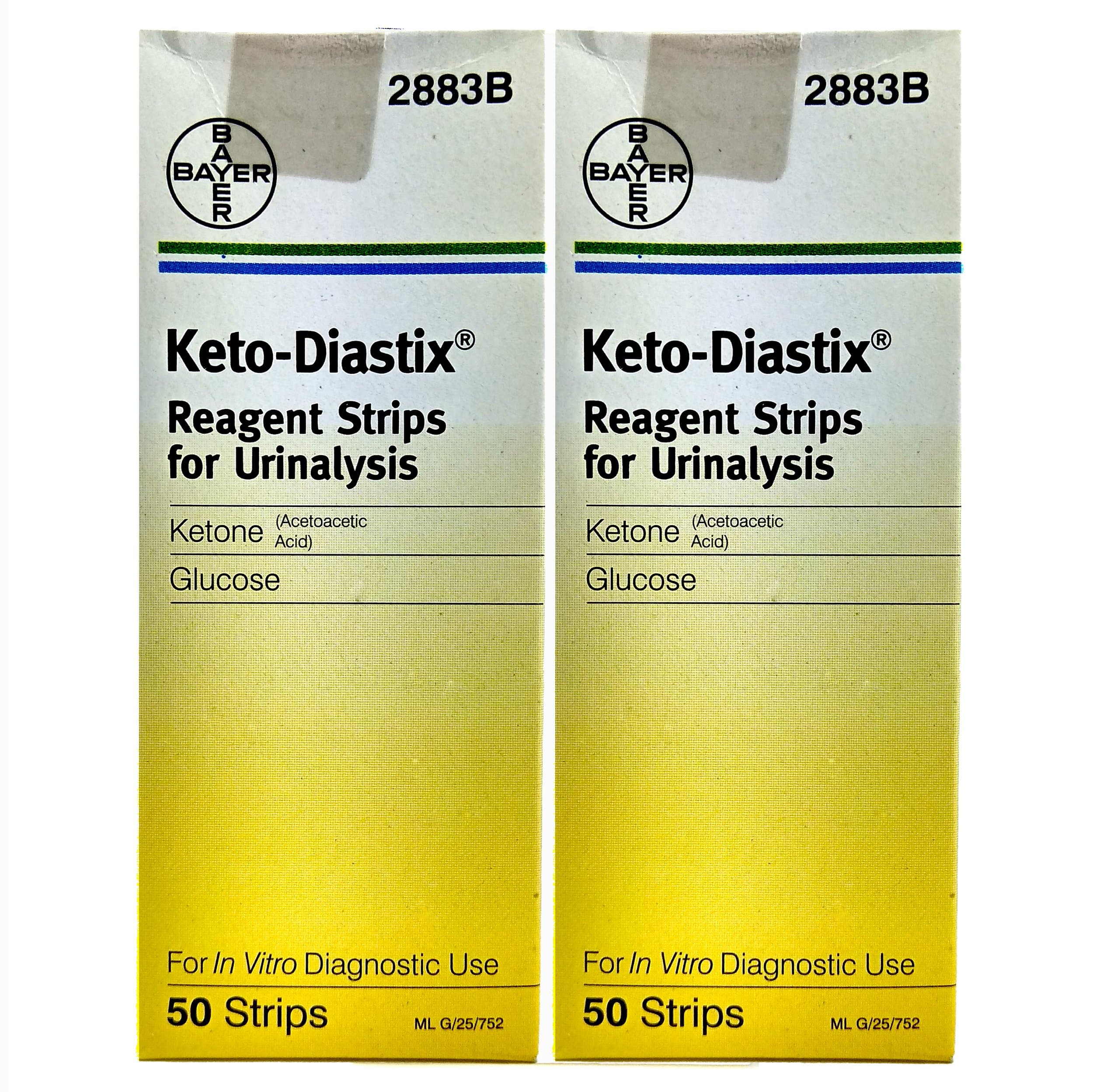 Bayer Keto-Diastix Reagent Strips for Urinalysis, 50-Pack of 2