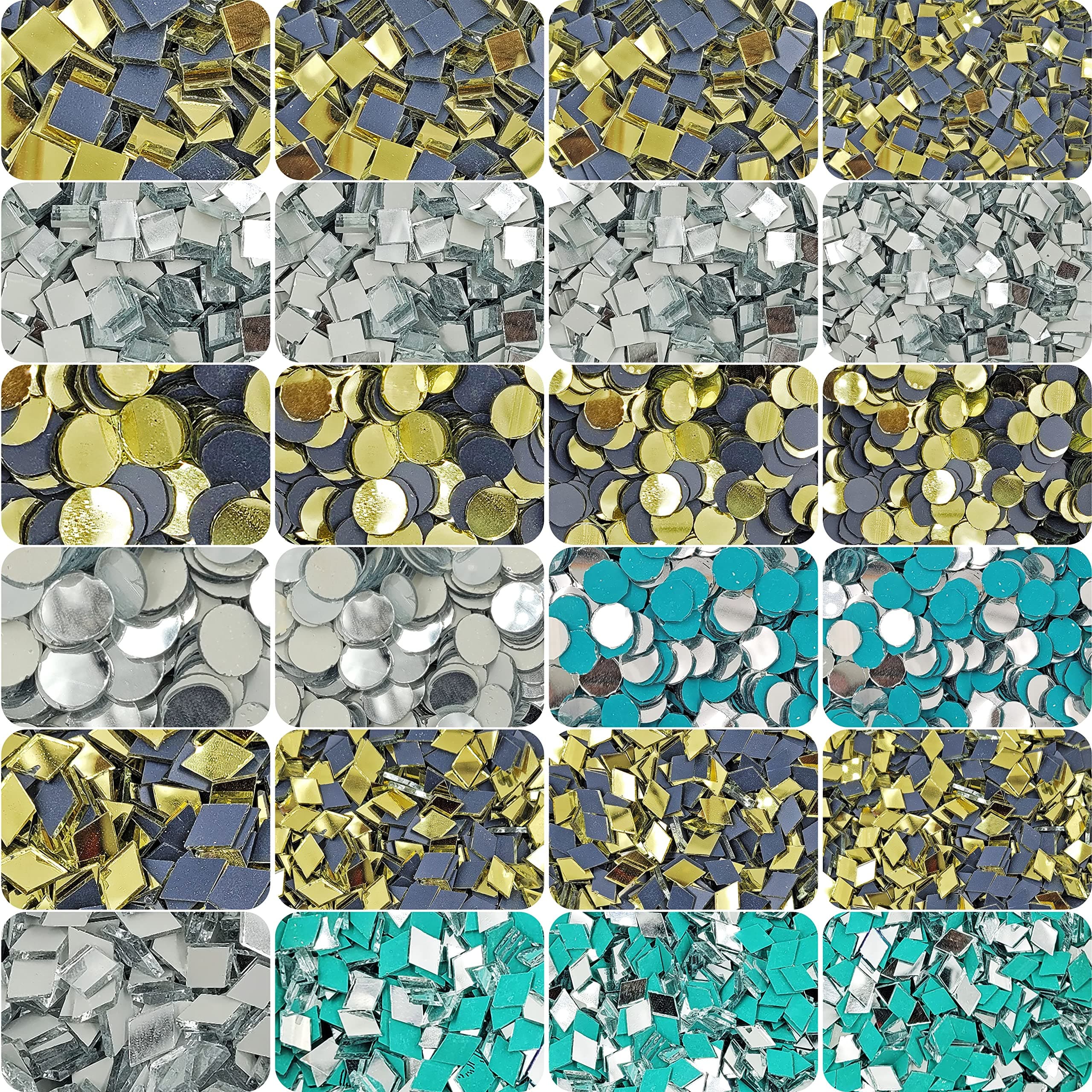 INDIKONB Mirror for Craft Work, Wall Mount Small Rectangular Mirror Glass Pieces for Lippan Art and Craft || Craft Mirrors Cm12 || Multicolor