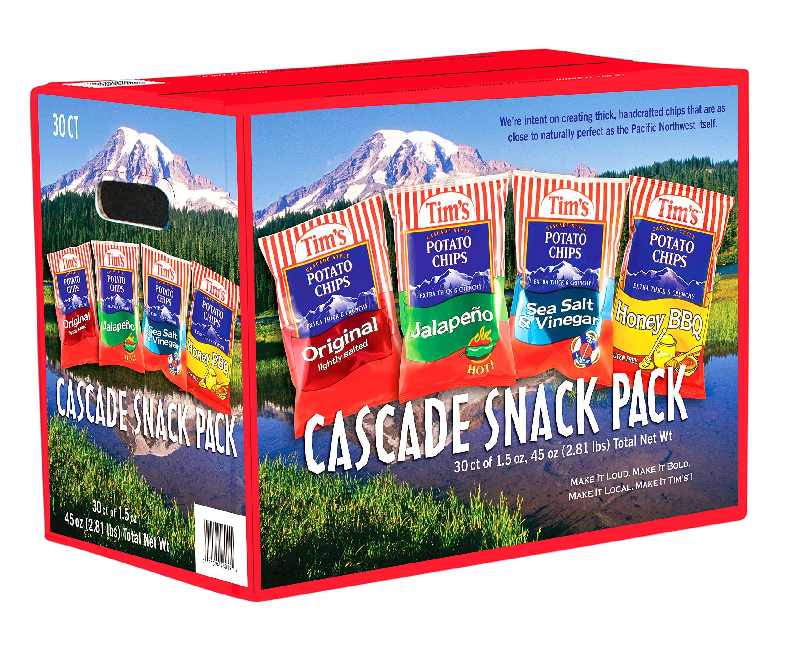 2 set Tim's Cascade Style Potato Chips, Variety Pack, 30 Count