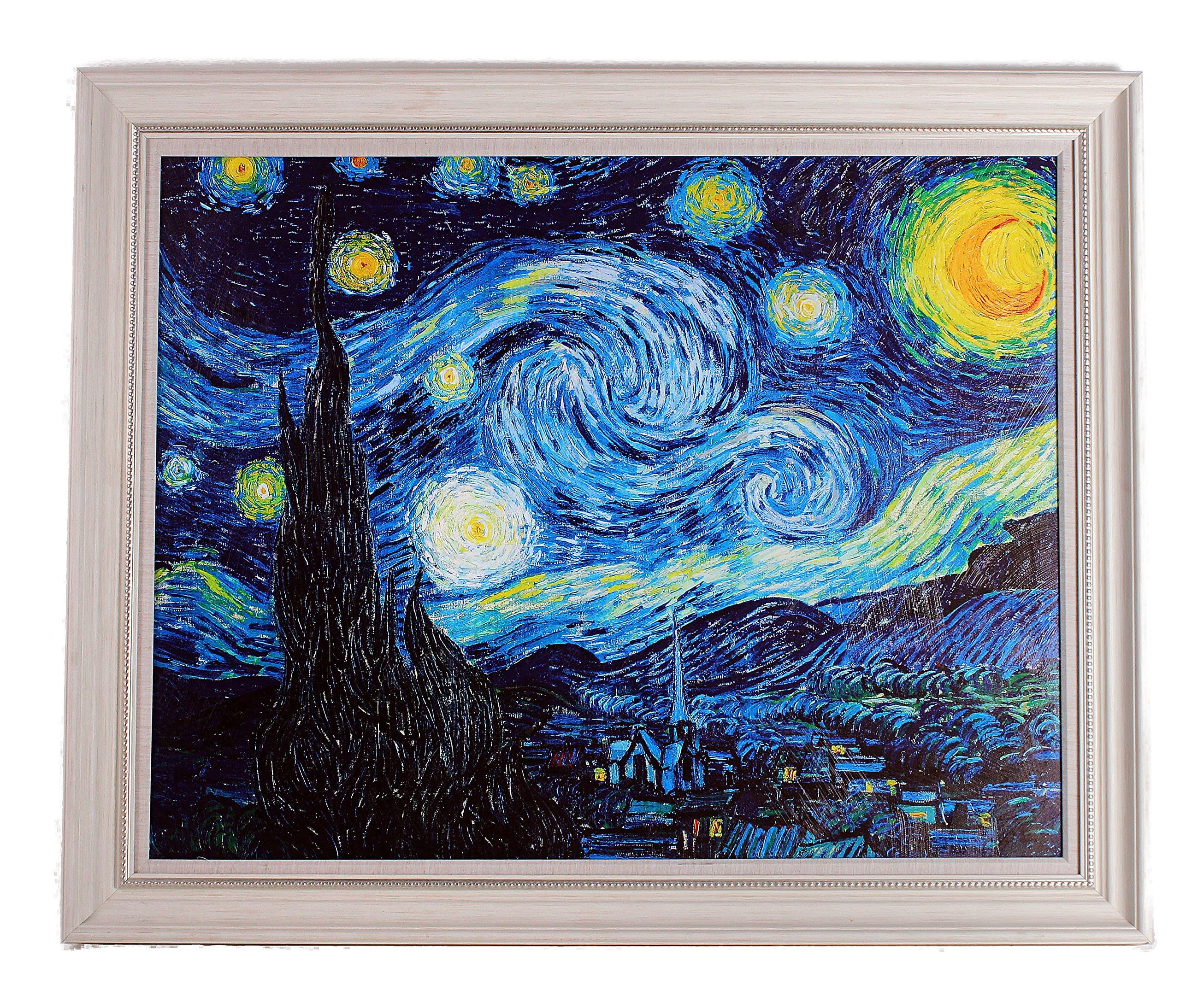 WEXFORD HOME Starry Night Frame Premium Hand Embellished Canvas with Double Frame Oil Painting Wall Art