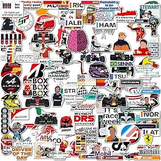 WallDesign Ultimate F1 Racing Sticker Set Collection of 118 - Mobile, Laptop, Accessories, Gifting - Durable, Laminated, Quality Printed Vinyl for True Racing Fans, self-adhesive, 2 inch