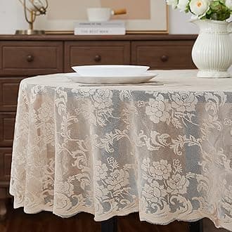 Warm Home Designs Thanksgiving Tablecloth 60 x 84 Linen Oval Tablecloth. Elegant Lace Tablecloths for Oval Tables Feature Floral Design for Rustic Kitchen Décor, Wedding Decor. MTC Linen Oval 84"