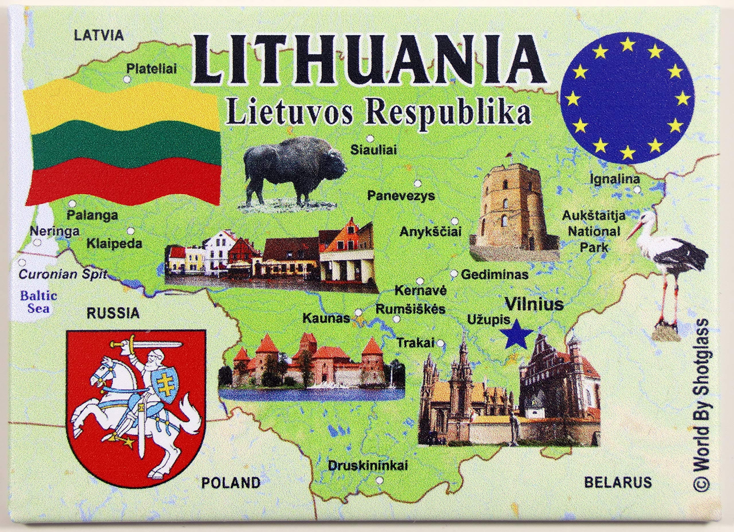 Lithuania EU Series Souvenir Fridge Magnet 2.5" X 3.5"