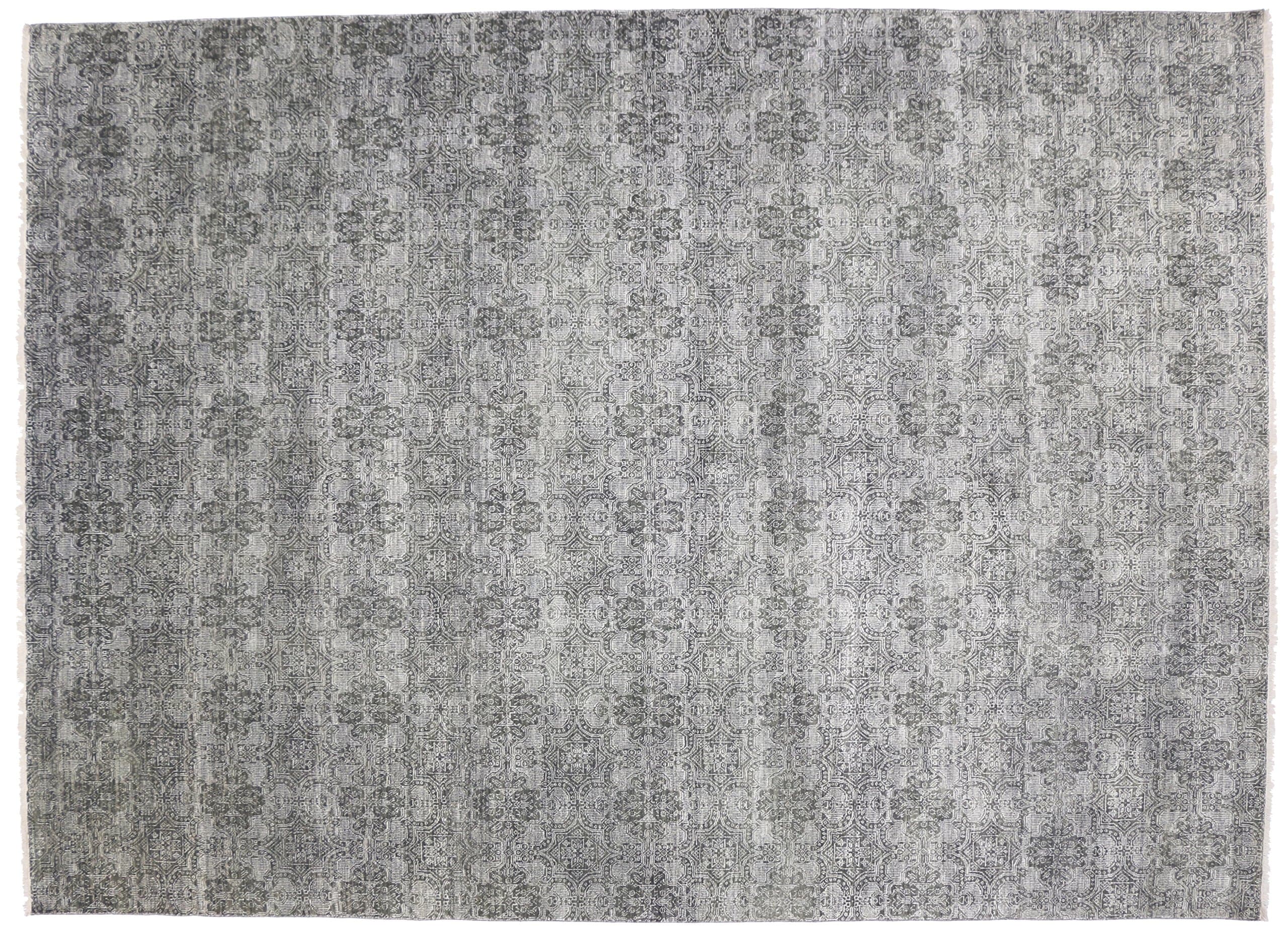 GPS Rugs Hand Made Transitional Hand Knotted Wool Area Rug from India 9' 11" X 13' 8"