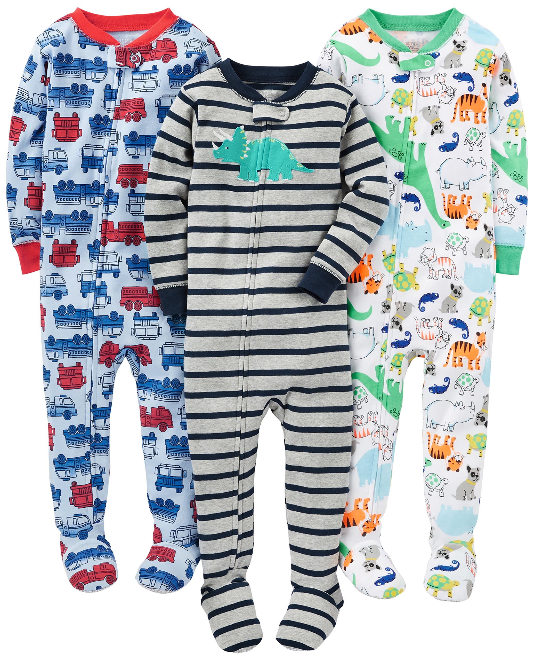 baby-boys 3-pack Snug Fit Footed Cotton Pajamas