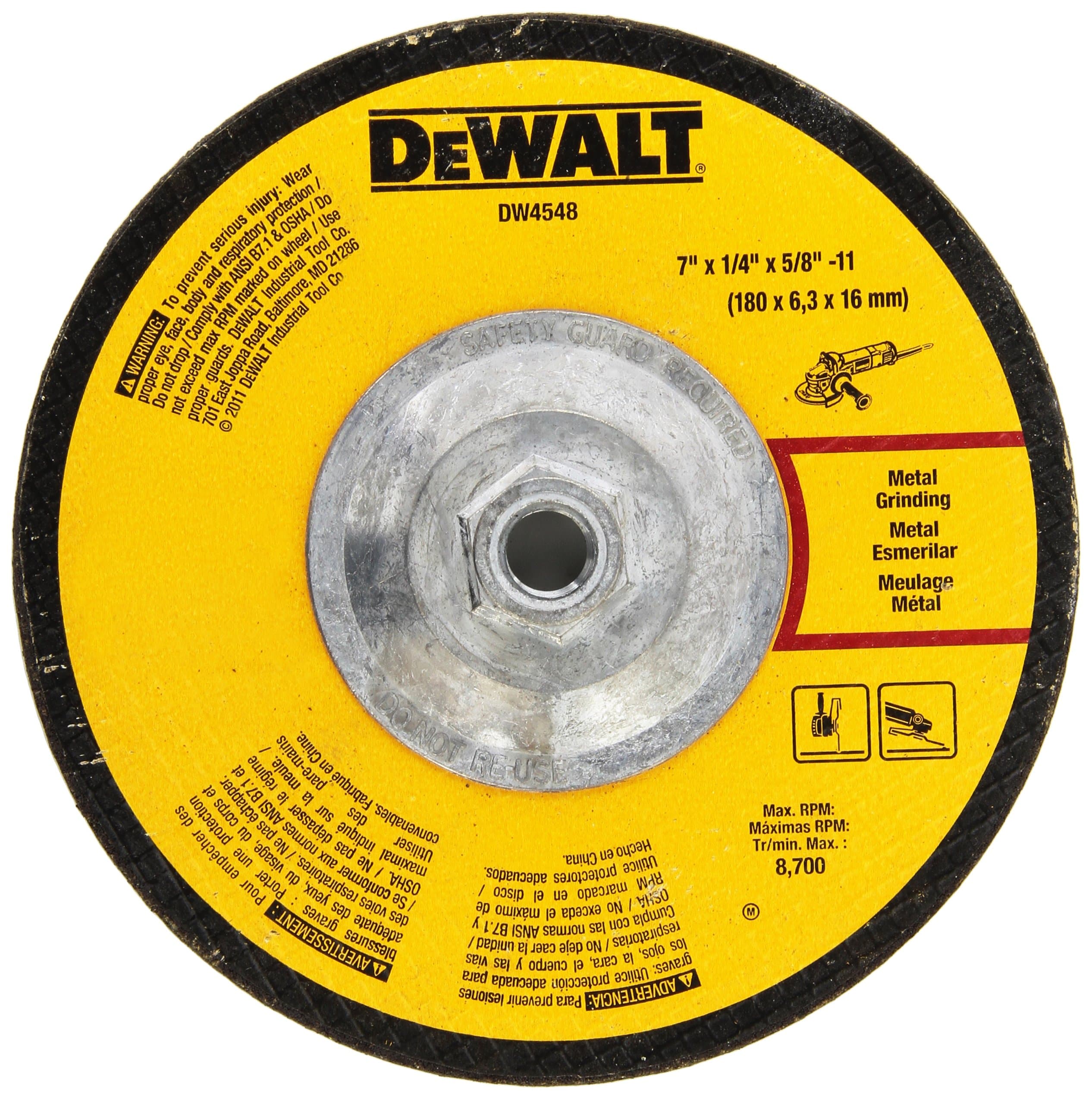 DW4548 7-Inch by 1/4-Inch by 5/8-Inch-11 High Performance Fast Metal Grinding Wheel