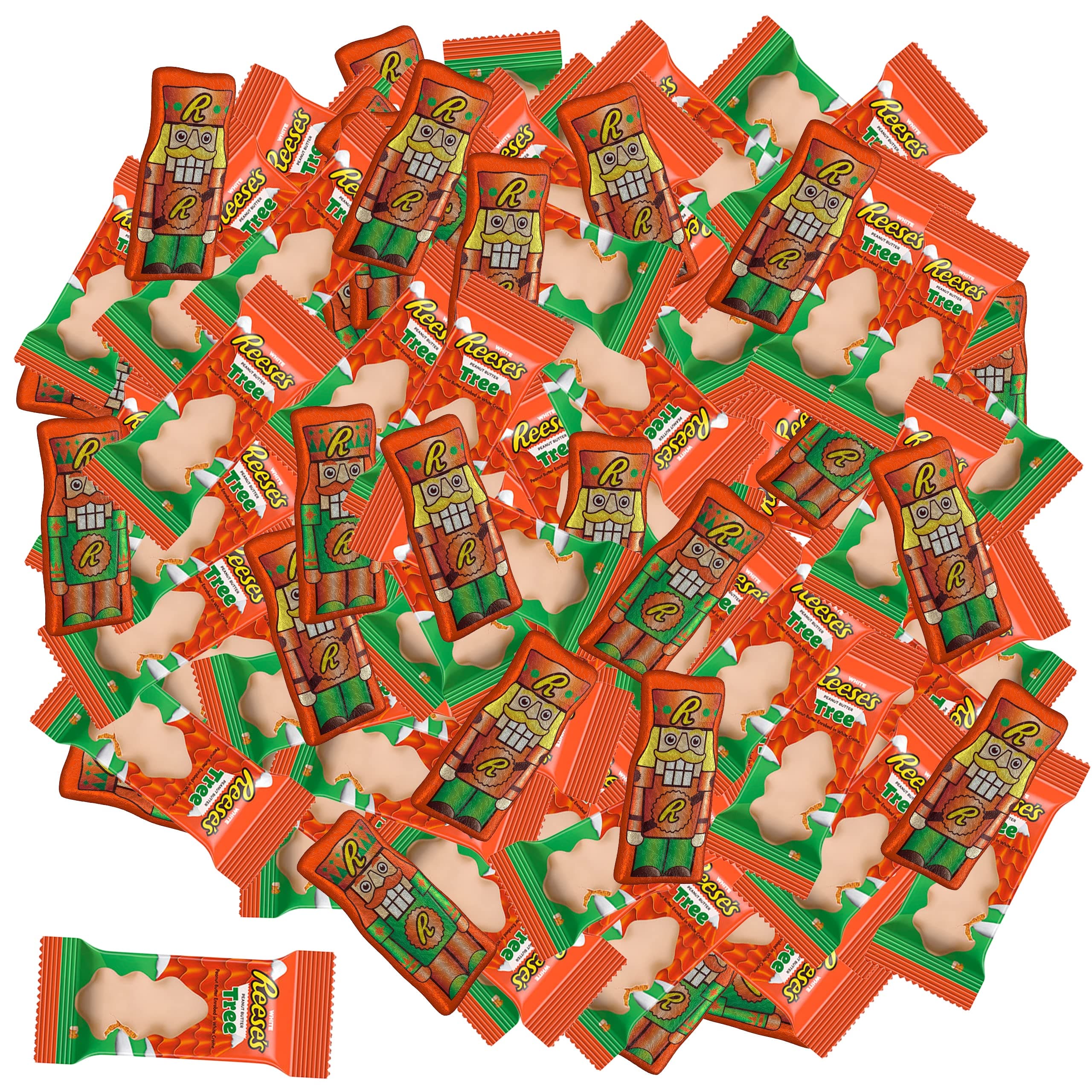 Reese's Christmas Trees Peanut Butter Chocolate Miniature Bars, Bulk 5 Pounds, Assorted Christmas Variety Of Milk Chocolate And White Creme Mix, Great For Holiday