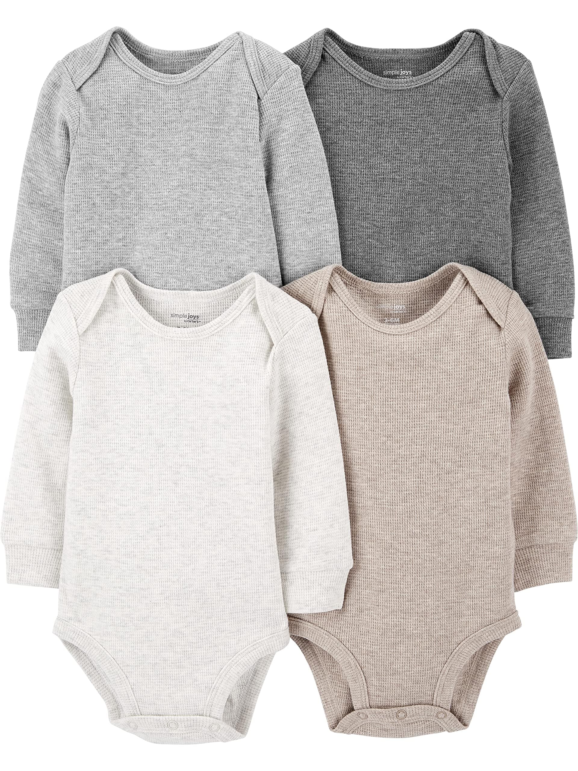 Simple Joys by Carter's Baby 4-pack Soft Thermal Long Sleeve Bodysuits