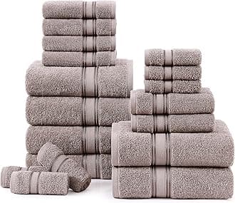 LANE LINEN Bath Towel Sets - 100% Cotton Towels for Bathroom, Luxury Hotel Towels, Zero Twist, Quick Dry Shower Towels, Super Aborbent Bath Towels, 6 Hand Towels, 6 Wash Cloths - Platinum (18 Pack)