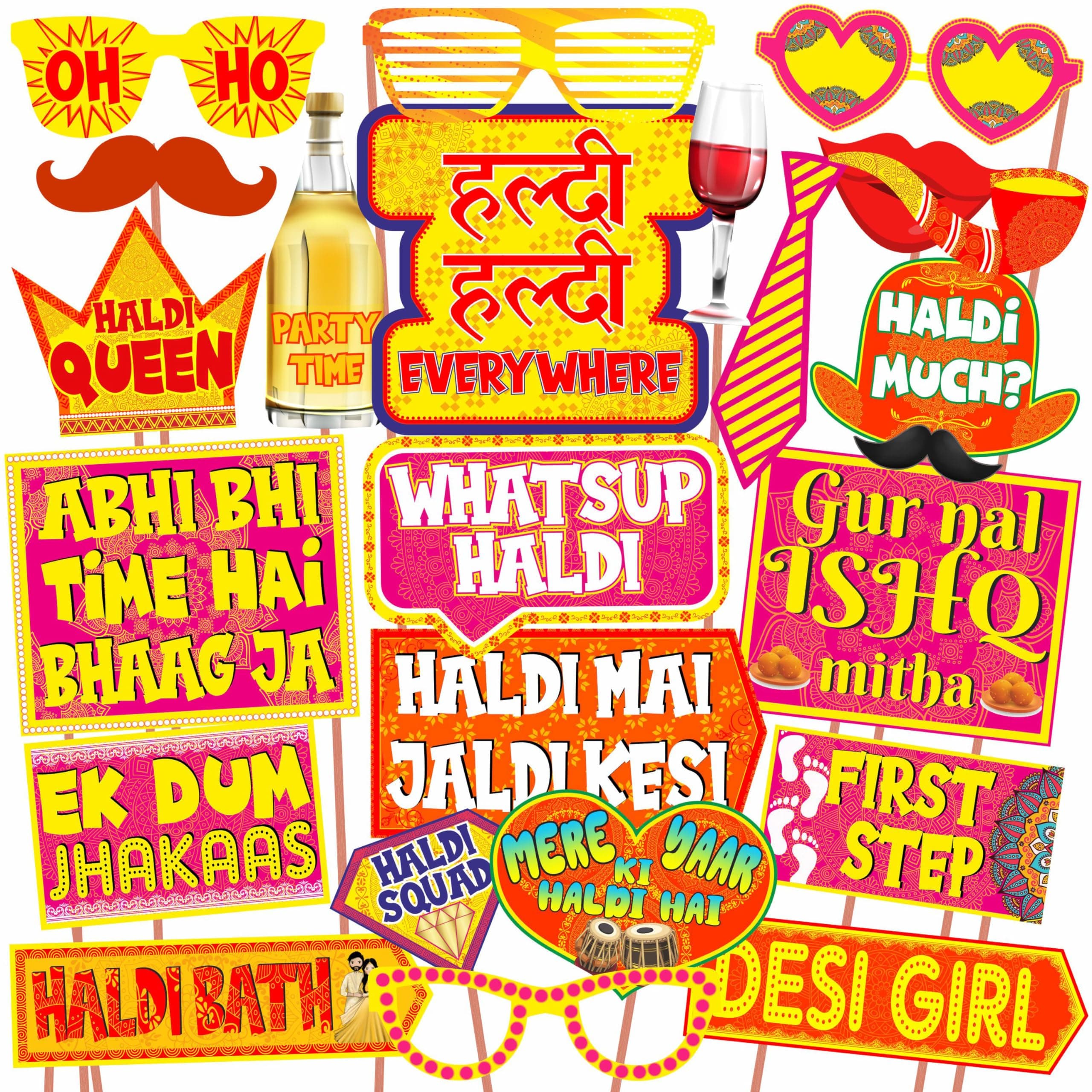 Wobbox Haldi Ceremony Props, Haldi Props for Bride, Haldi Decoration Items for Marriage-FP2454