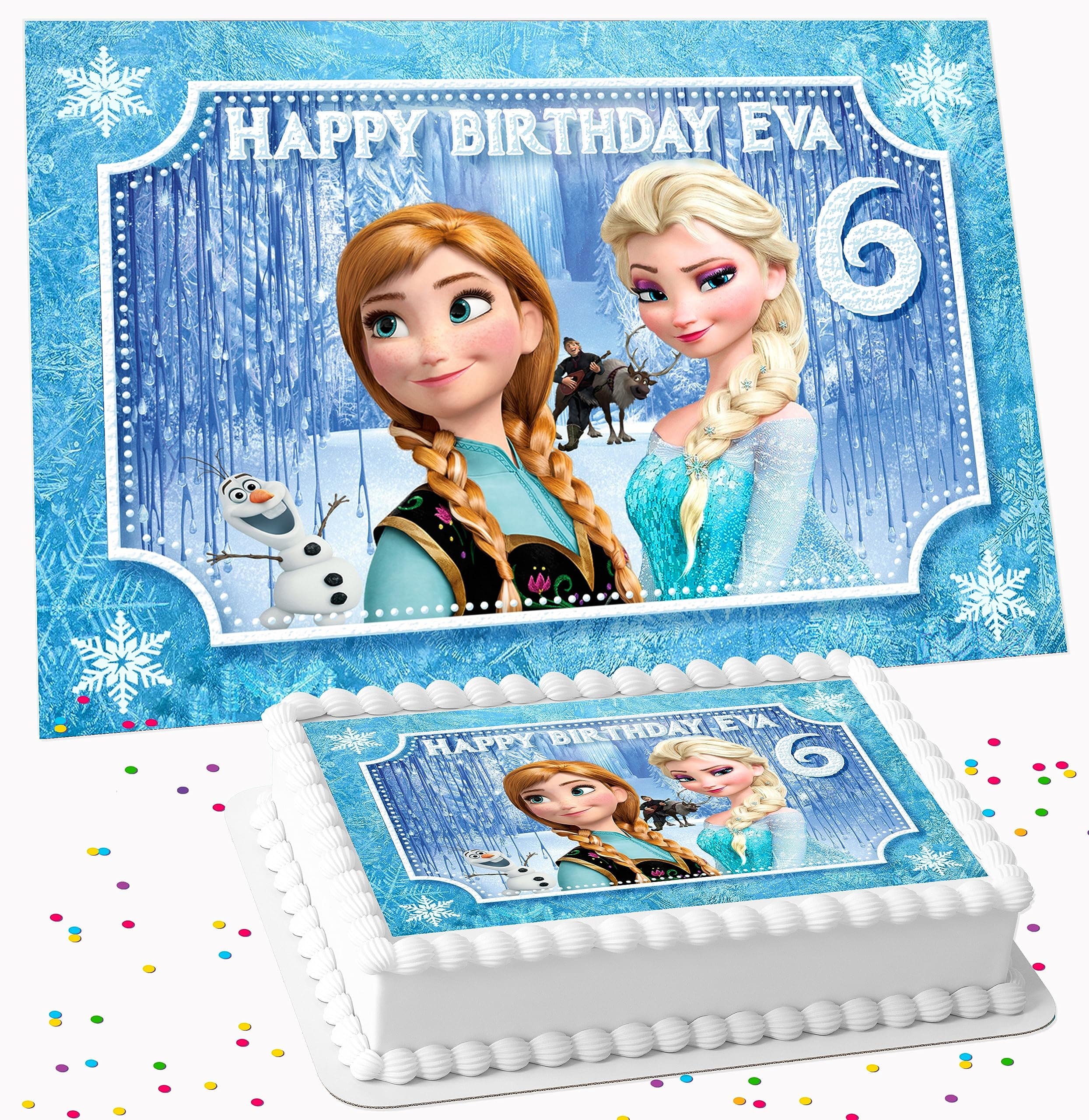 Frozen Rectangle or Square Personalised Icing Edible Costco Cake Topper Decoration R1-087 - A4