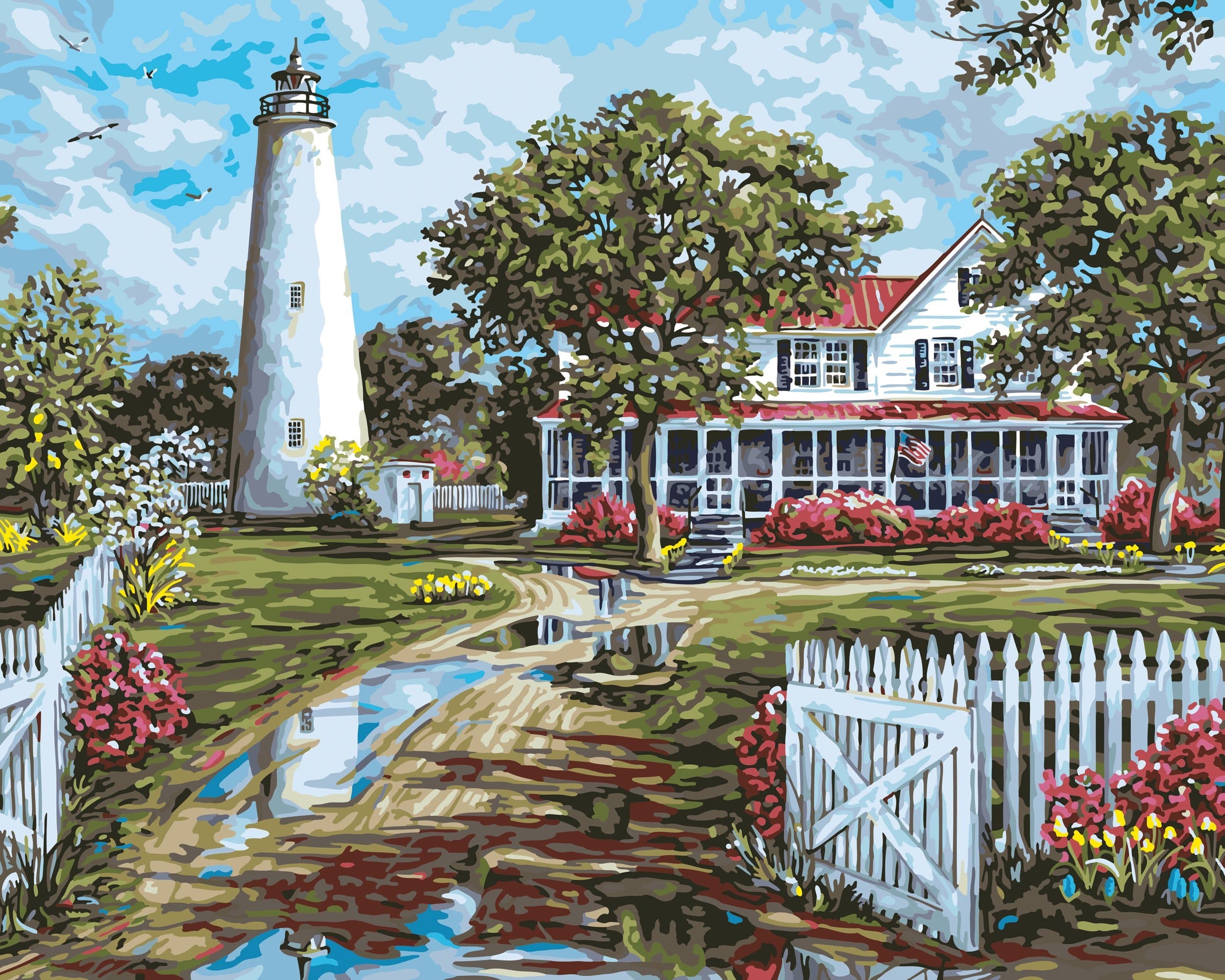Plaid Creates Paint by Number Kit (16 by 20-Inch), Ocracoke Lighthouse