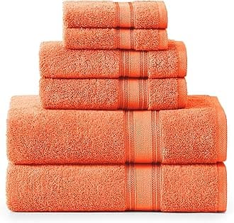 LANE LINENLuxury Bath Towels Set - 6 Piece Set, 100% Cotton Bathroom Towels, Zero Twist, Quick Dry Shower Towels, Absorbent Bath Towel, Super Soft, 2 Bath Towels, 2 Hand Towels, 2 Wash Cloths - Rust
