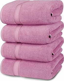 Utopia Towels 4 Pack Premium Bath Towels Set, 27 by 54 Inches, 100% Ring Spun Cotton 600GSM, Lightweight and Highly Absorbent Quick Drying Towels, Perfect for Daily Use, Pink