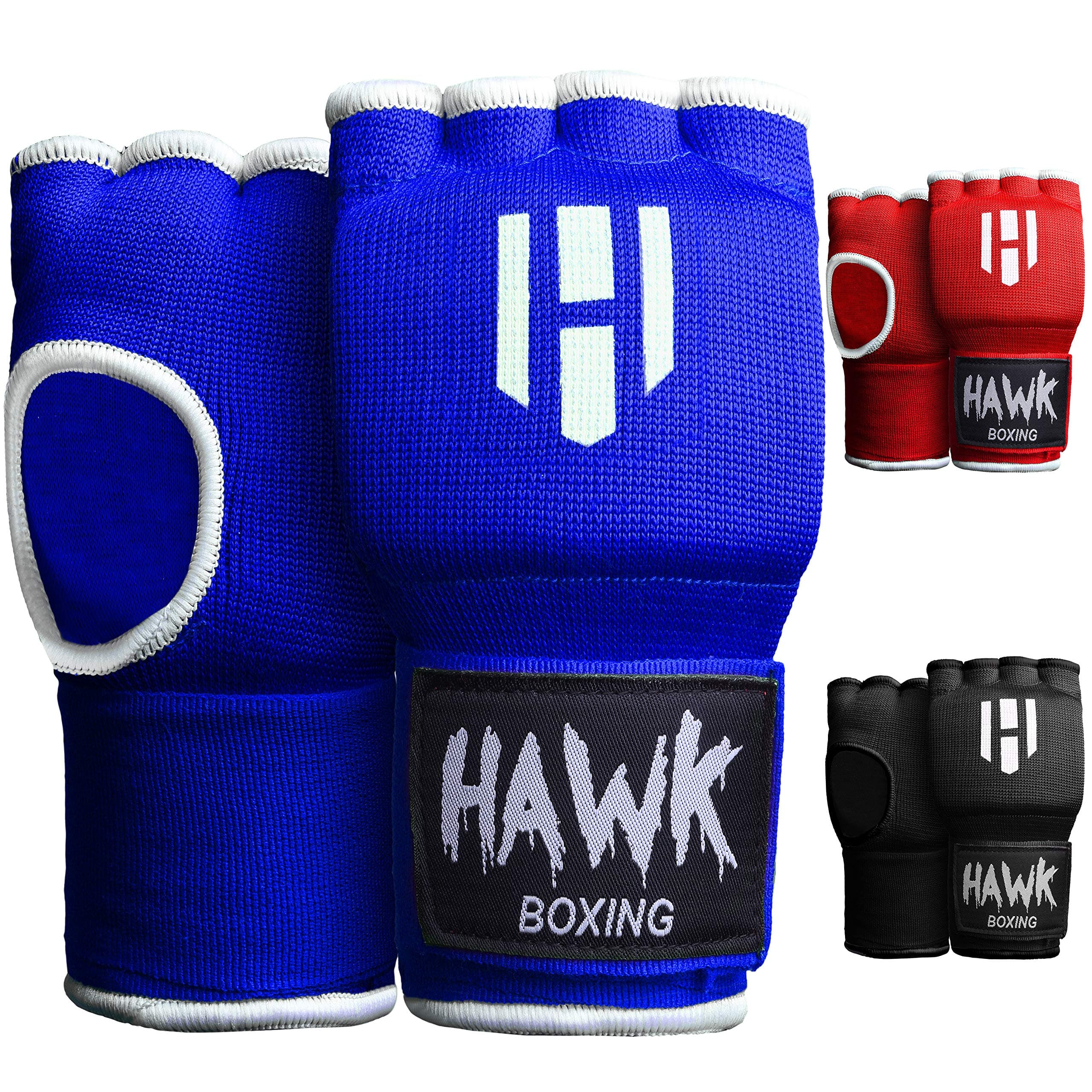 Hawk Padded Inner Gloves Training Gel Elastic Hand Wraps for Boxing Gloves Quick Wraps Men & Women Kickboxing Muay Thai MMA Bandages Fist Knuckle Wrist Wrap Protector Handwraps (Pair)