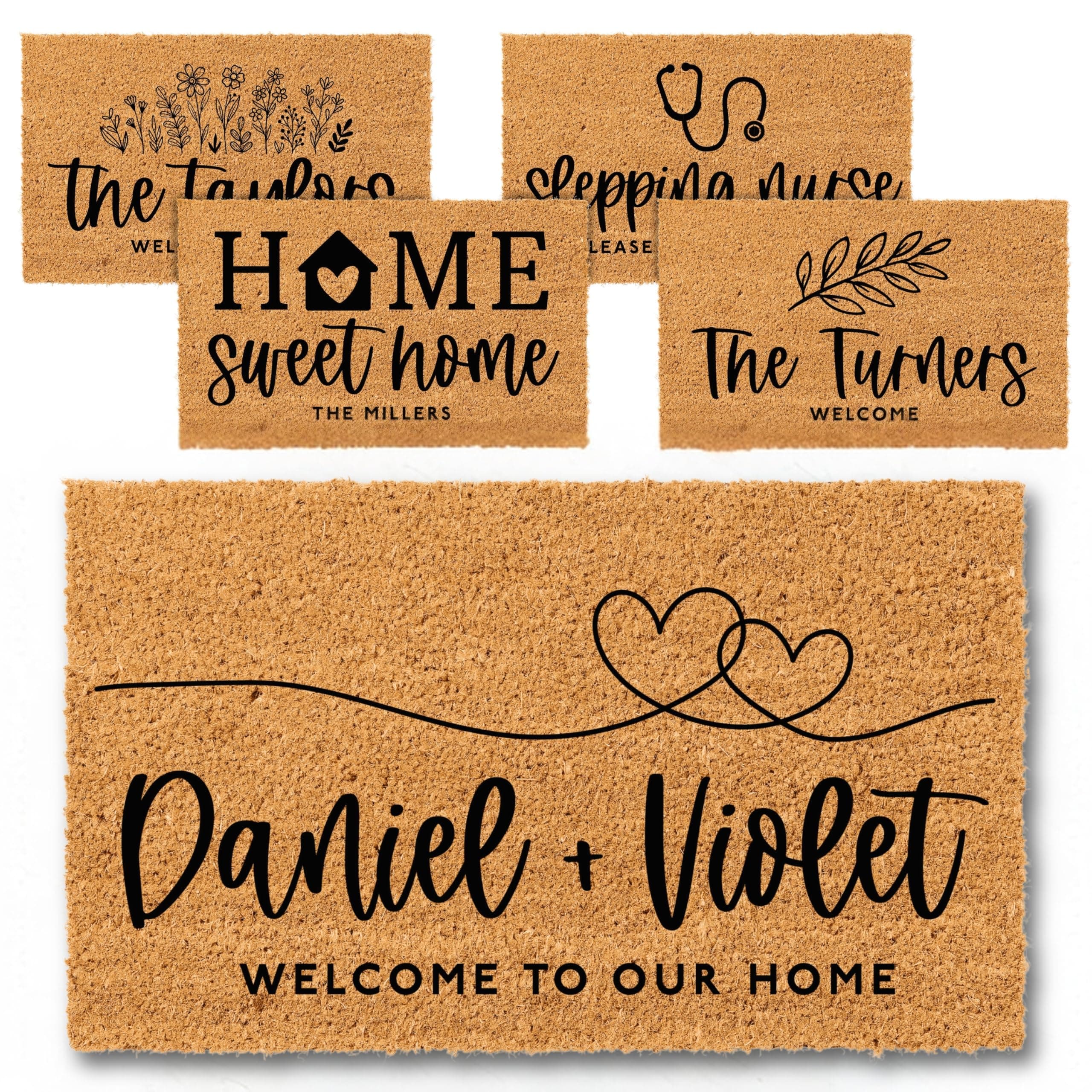 Customization Mill Personalized Door Mat - Create Your Own Family Doormat with 20 Icon - Welcome Doormat with Anti-Slip Backing, Door mat Indoor or Outdoor Entrance