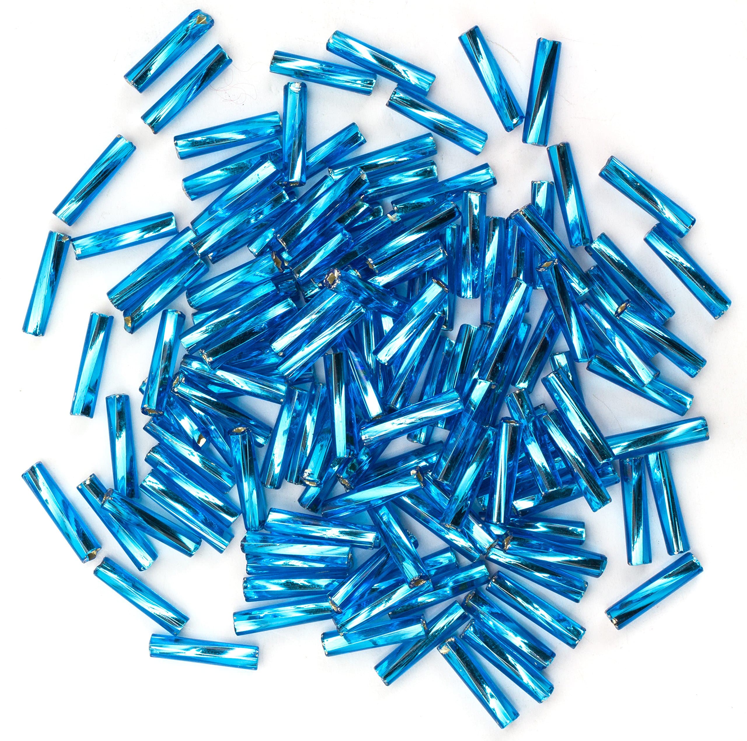 Cousin DIY Size 4 Peacock Blue Czech Glass Twist Bugle Beads