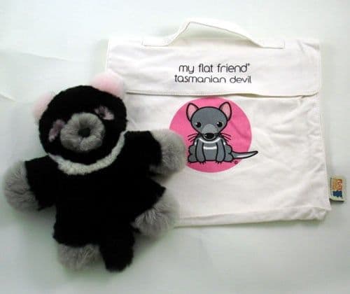 Flat Friends TDEVLC Tasmanian Devil Soft Plush Toy And Carry Bag