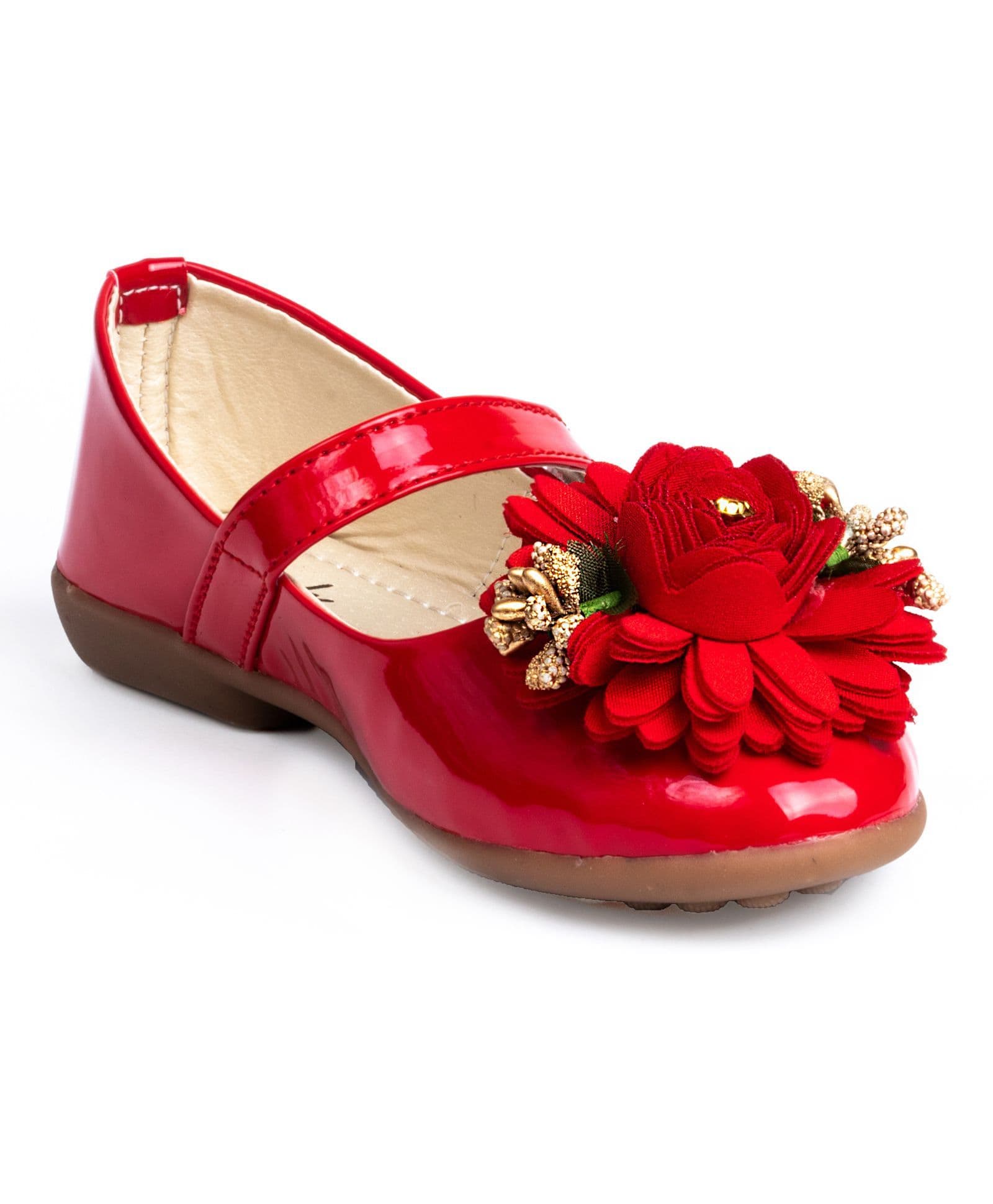 Little Soles Flower Applique Bellies - Red