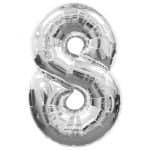 Silver 40inch Number 8 'eight' foil balloon