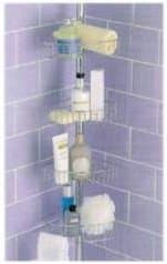 Great Ideas Chrome Plated Four Shelf Shower Caddy - Fits With No Screws No Drilling - Attractive Shelving System For Bath Or Shower Cubicles