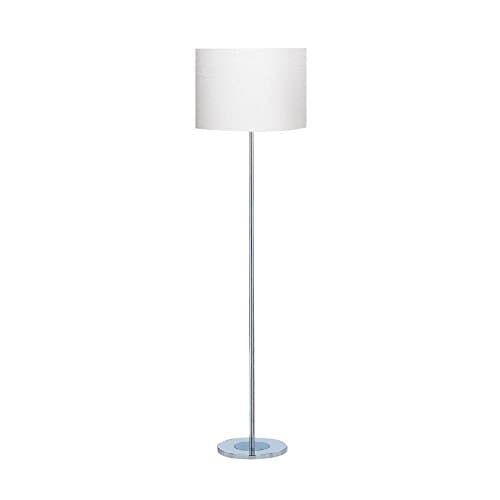Polished Chrome Floor Lamp with White Drum Shade