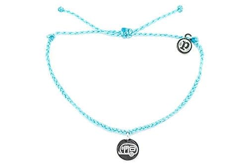 Pura Vida Camper Van Bitty Charm Light Blue Bracelet - Silver-Plated Charms, Adjustable Band