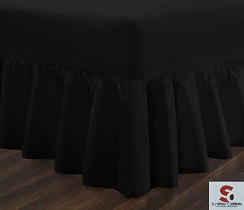 SASA CRAZE Bedding Extra Deep Frilled Valance Fiteed Sheet By (Double, Black)