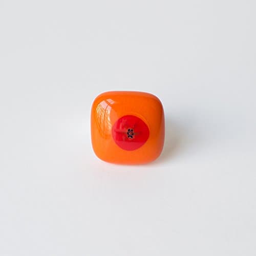 Orange and red adjustable glass ring for women