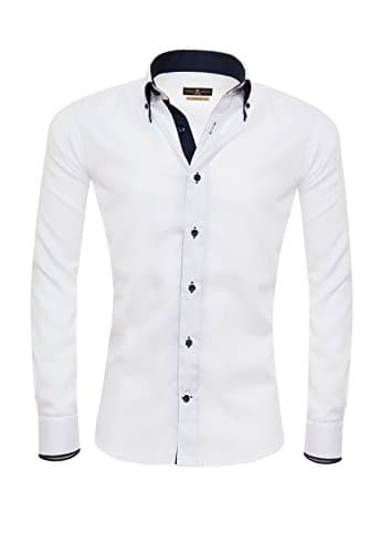 Giorgio Capone premium shirt, button-down shirt, placket, button holes and cuff borders in blue, 100% cotton, "non-iron", slim & regular fit (L Slim/Normal)