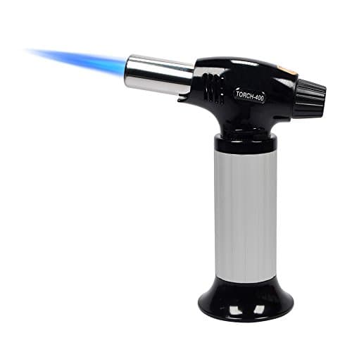 Kitchen Torch Kitchen Blow Creme Brulee Torch for Flame Cooking and Baking Refillable Blow Torch with Adjustable (Butane not Included in package)- white