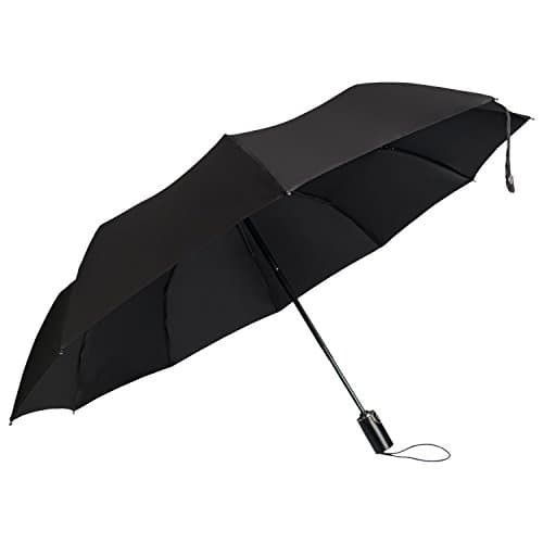 Umbrella Automatic Umbrella Umbrella Automatic Open Close Annter Compact Light 10 Ribs Foldable Canopy Teflon 210T Umbrella Black For Women Men Outdoor Rain Sun (Black)