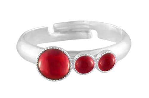 Rings 925 Silver Plated Minimalist Adjustable Universal Size Trio Ooo Crystal Ruby Red Round Czech Glass Stone Handmade BohemStyle