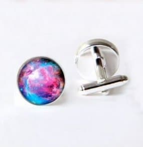 Custom Orion Nebula Cufflinks, Personalized Cuff Links, Galaxy Charm Gift Universe Space, Black, Red, Blue Cufflinks