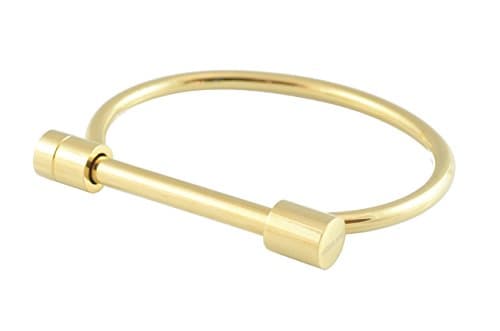 Stylish Stainless Steel Screw and Shackle Cuff D Shape Bangle Bracelet Unisex/Women (Gold)