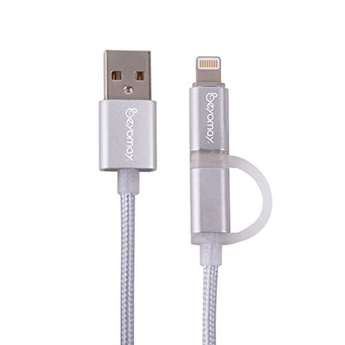 Beyomay Lightning Cable 2 in 1 Micro USB Charger & High Speed Sync Nylon Data Cord for Android & IOS iPhone iPad Samsung Google and More (3M/10ft)