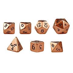 Mini Metal Dice in Leather Bag: Copper