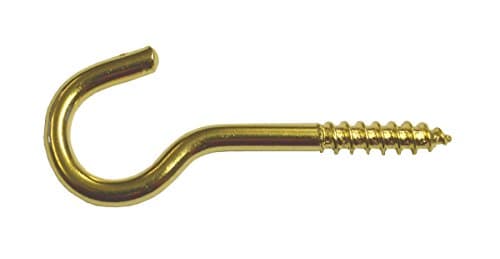 81 x 12 mm Electro Brass Steel Screw Hooks Packet of 2