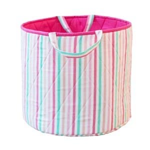 Kiddiewinkles Multi Coloured Stripe Storage Basket Large - striped storage basket, large round storage basket - hamper. Great for toy storage, kids bedrooms and baby - nursery.