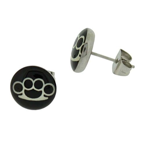 Stainless Steel Ear Ring with Brass Knuckles Logo