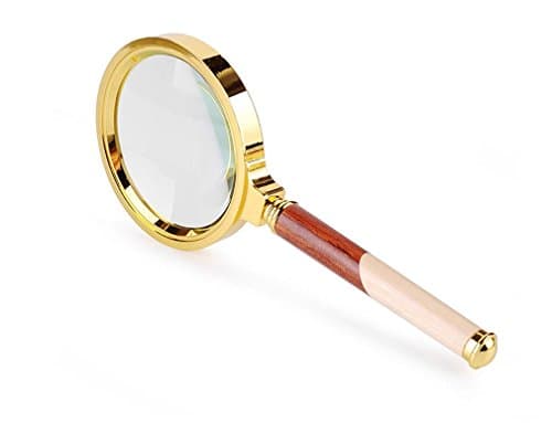 G&M 5 X handheld Magnifier Handheld Wooden Handle Magnifying Glass For Jewelry Antique