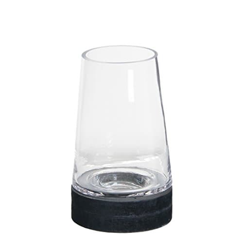 Tobs Small Glass Cone Dome Candle Holder with Open Top & Black Base 16 cm