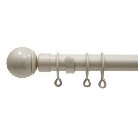 Forge 28-32mm Heavy Duty Telescopic / Extendable Metal Curtain Pole Set 4ft-7ft (1.2m-2.1m) in Cream Complete with Ball Finials, Rings and Brackets